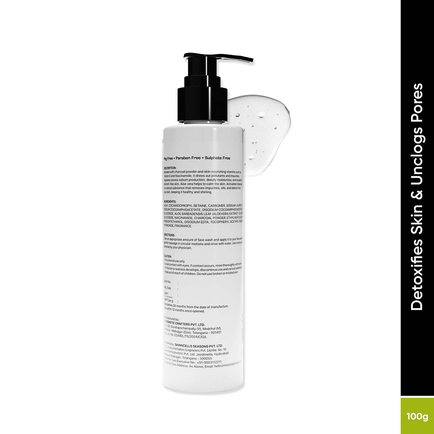Activated Charcoal Pollution Defence Face Wash - 100g | Unclogs Pores & Detoxifies Skin