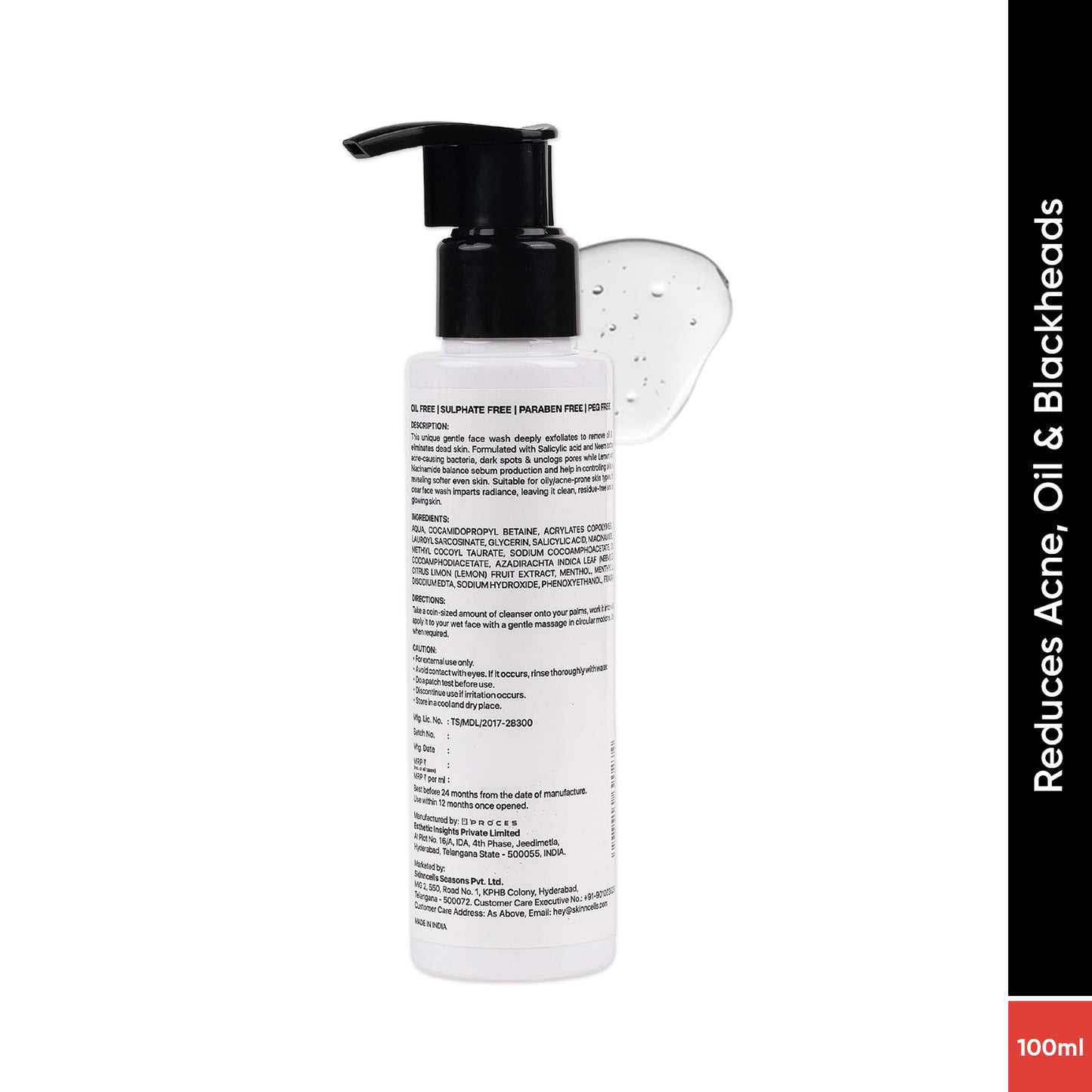 Purifying and Acne Free Gel Face Wash - 100ml | For Acne Control and Shining Skin