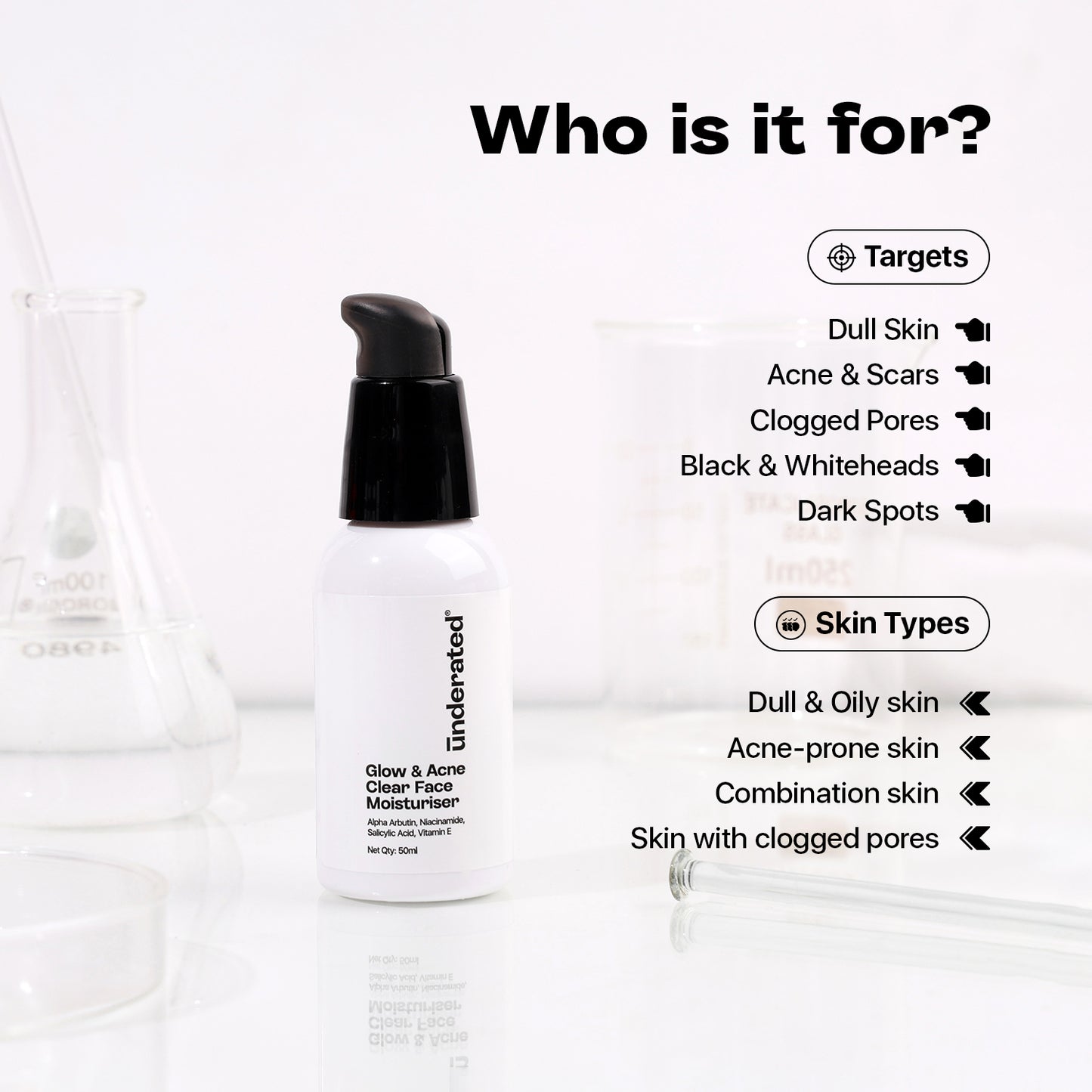 Glow and Acne Clear Face Moisturiser - 50ml | Reduces Pimples and Provides Glow