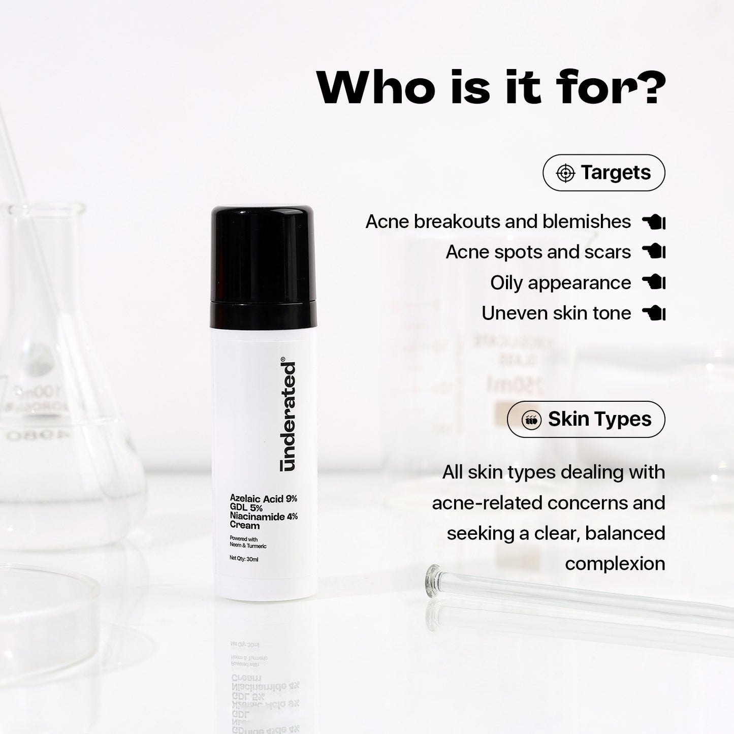 Azelaic Acid 9% GDL 5% Niacinamide 4% Cream - 30ml | Averts Acne Spots and Fades Acne Scars