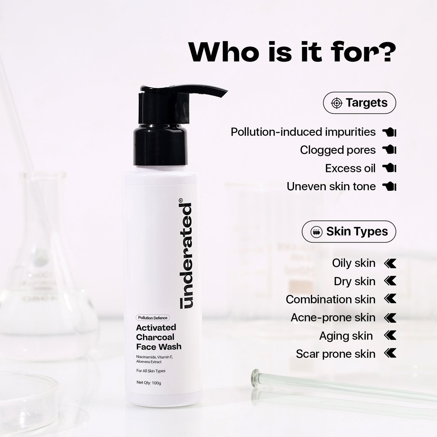 Activated Charcoal Pollution Defence Face Wash - 100g | Unclogs Pores & Detoxifies Skin