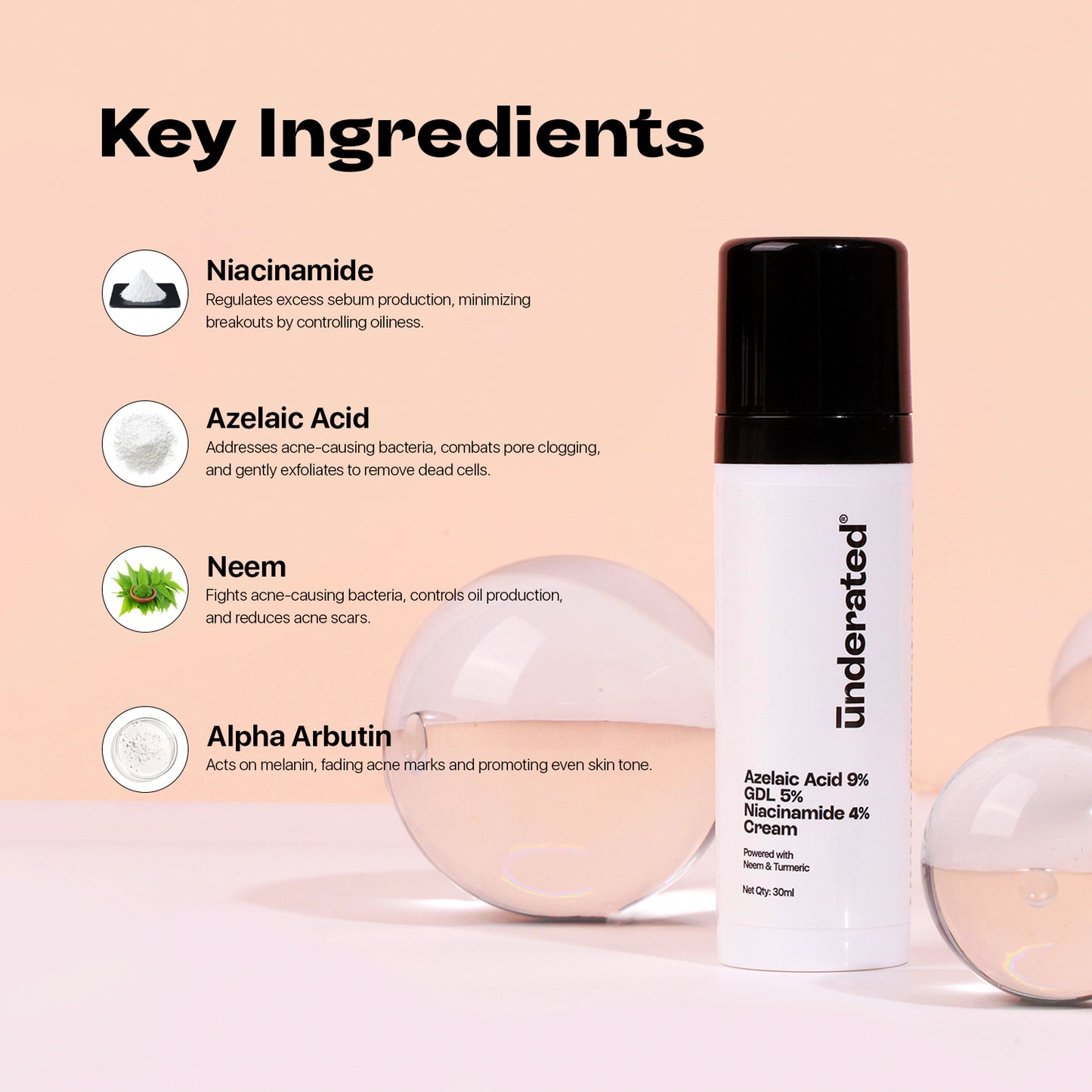 Azelaic Acid 9% GDL 5% Niacinamide 4% Cream - 30ml | Averts Acne Spots and Fades Acne Scars