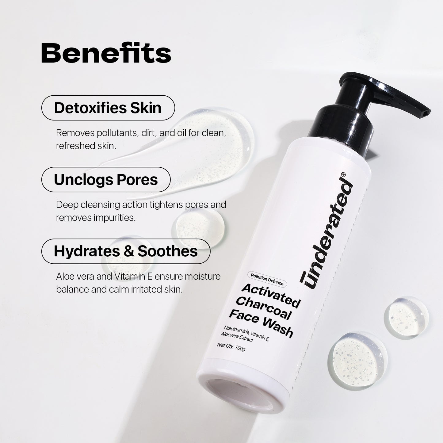 Activated Charcoal Pollution Defence Face Wash - 100g | Unclogs Pores & Detoxifies Skin