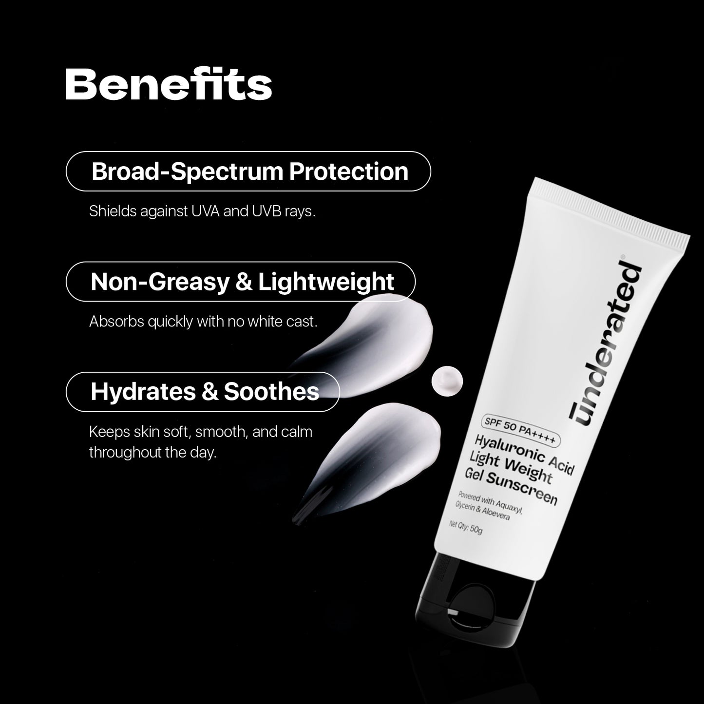 Hyaluronic Acid Lightweight Gel Sunscreen SPF 50 PA++++ - 50g | Non-Greasy & Hydrating