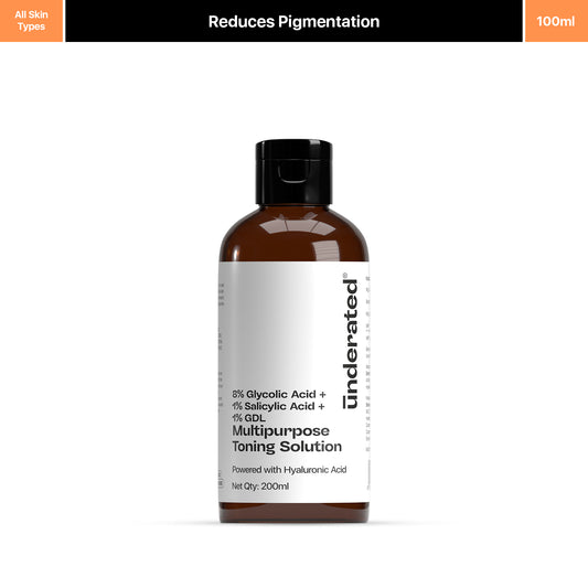 8% Glycolic Acid + 1% Salicylic Acid + 1% GDL Multipurpose Toning Solution - 200ml | Gives Bright and Smooth Skin
