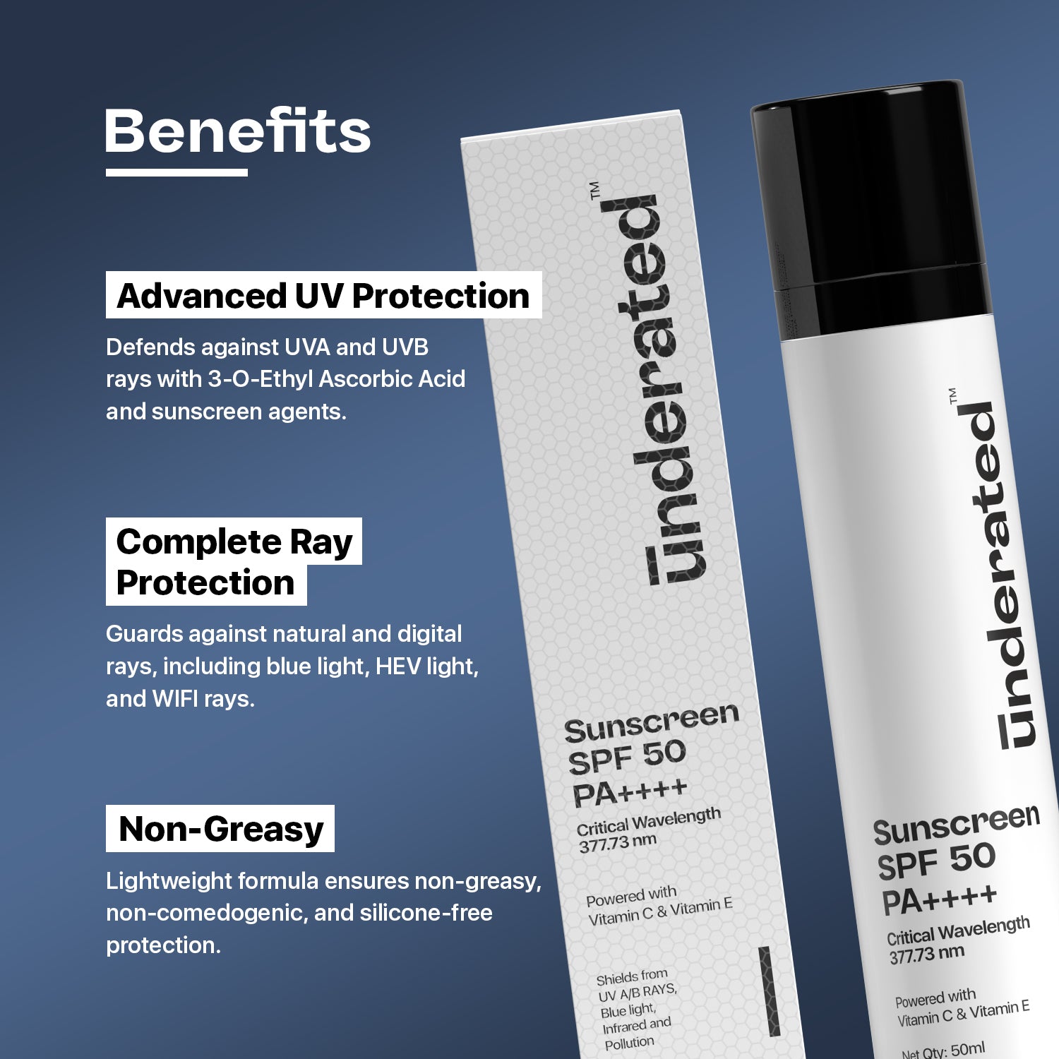Sunscreen Blue Color Sunscreen SPF 50 PA++++ - 50ml | For Broad UV A, UV B & Blue Light Pro ...