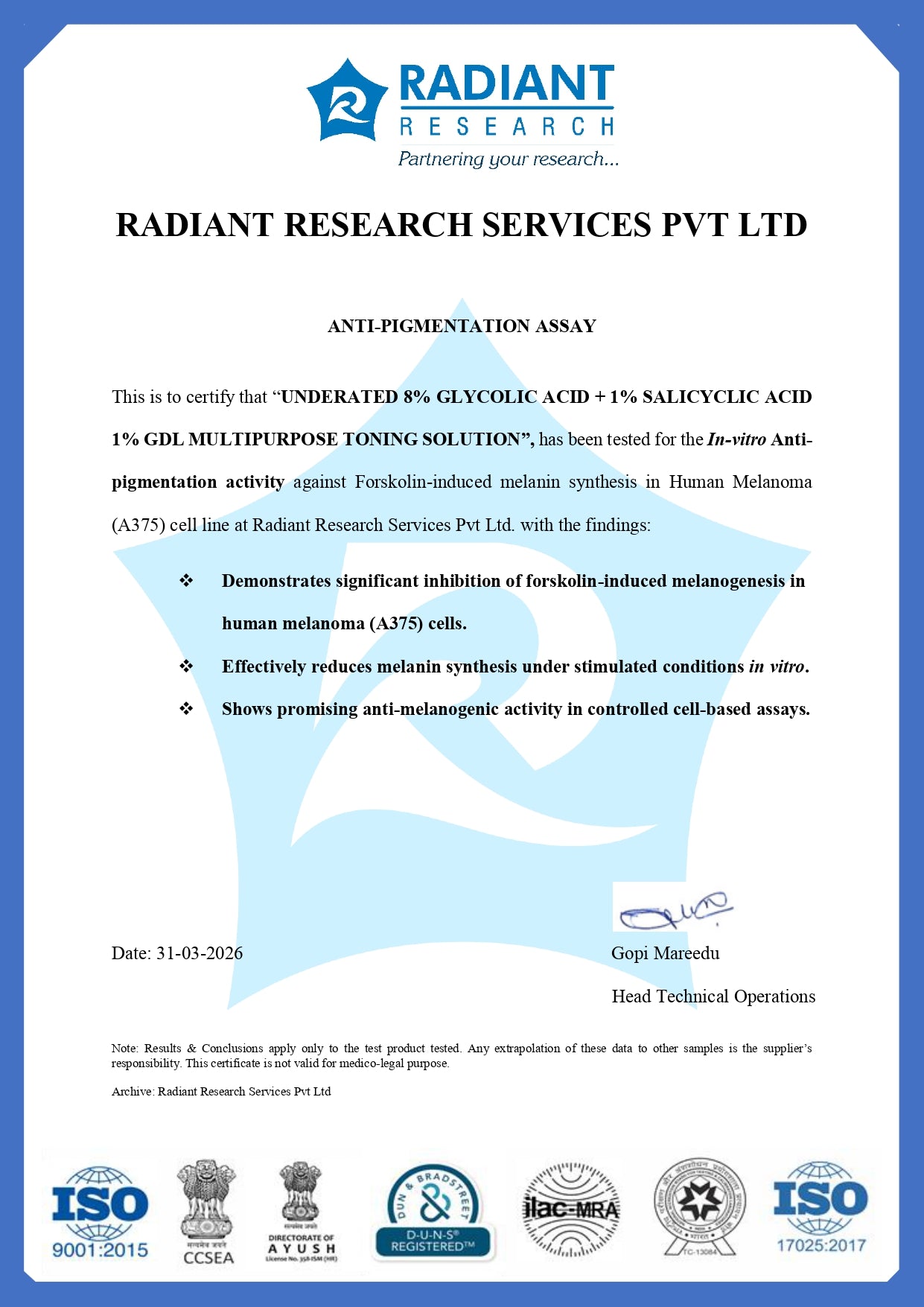 8% Glycolic Acid + 1% Salicylic Acid + 1% GDL Multipurpose Toning Solution